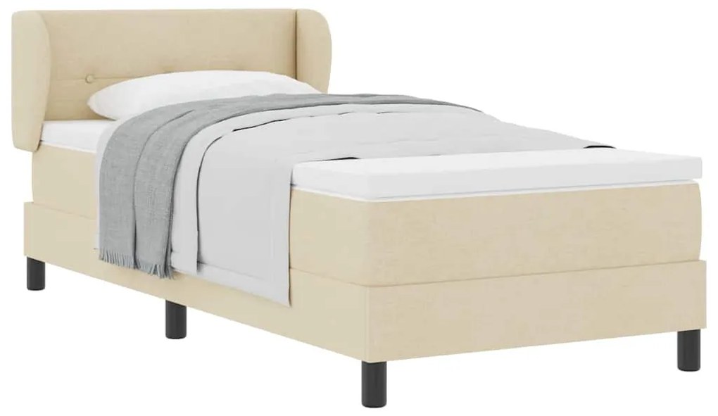 Cama Box Spring com Colchão Creme 90x200 cm Tecido