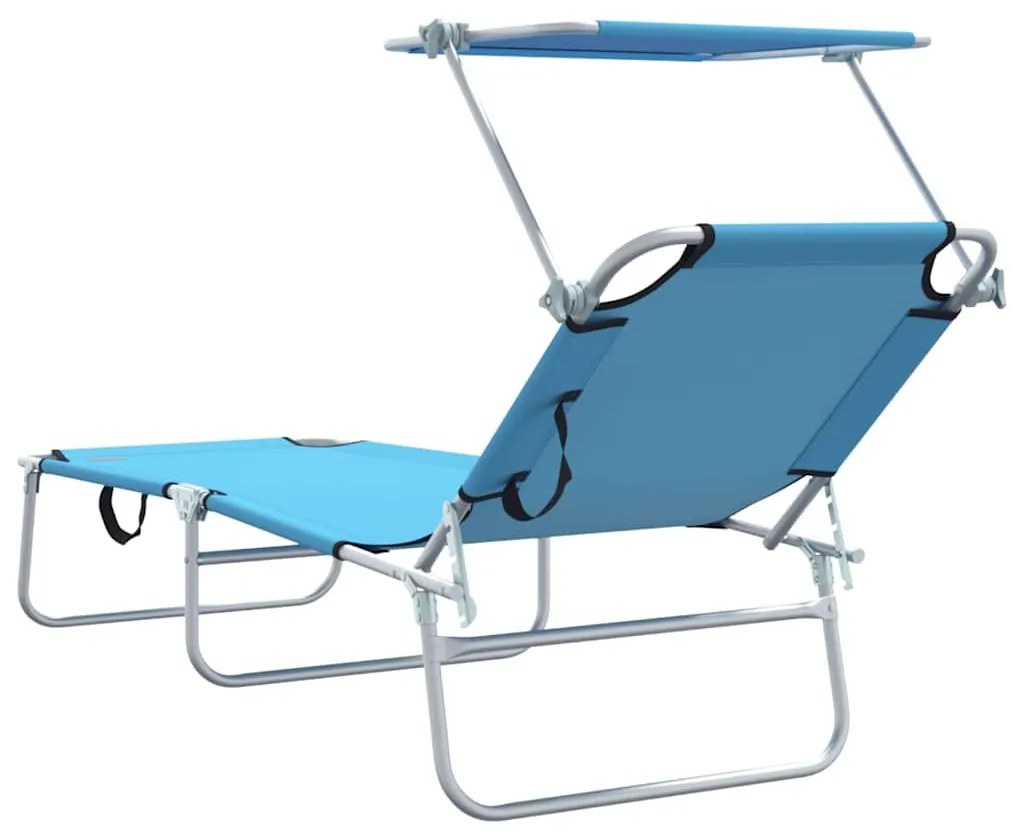 Espreguiçadeiras Dobráveis 2 pcs com Teto Azul Brilhante Tecido Oxford
