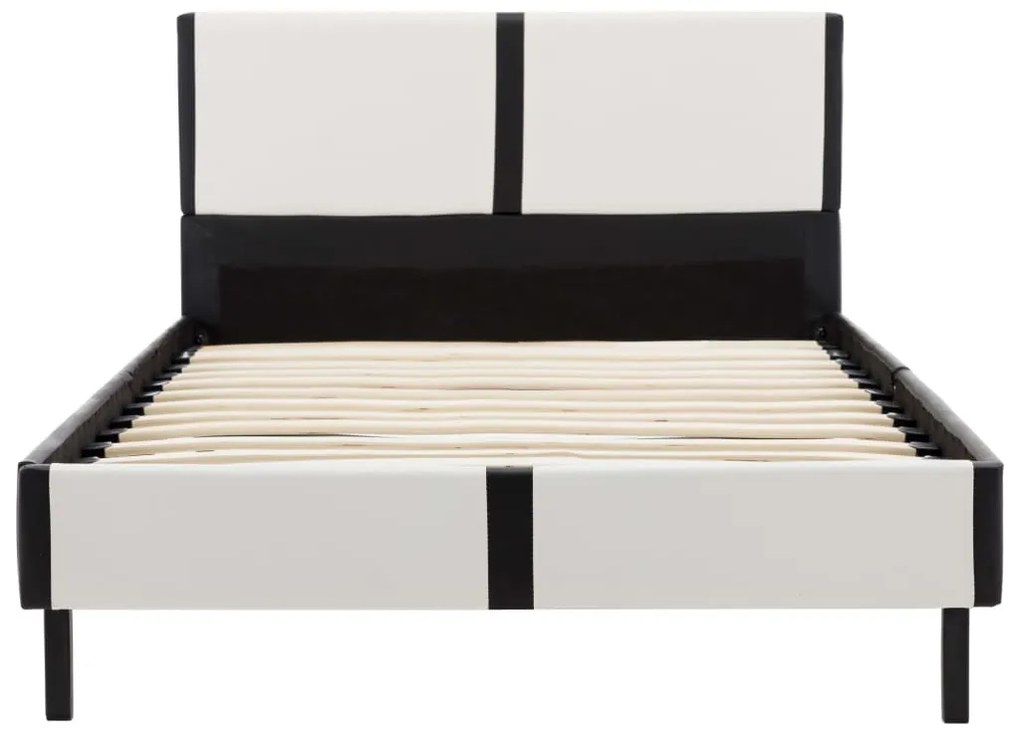 Estrutura de cama 90x200 cm couro artificial preto e branco