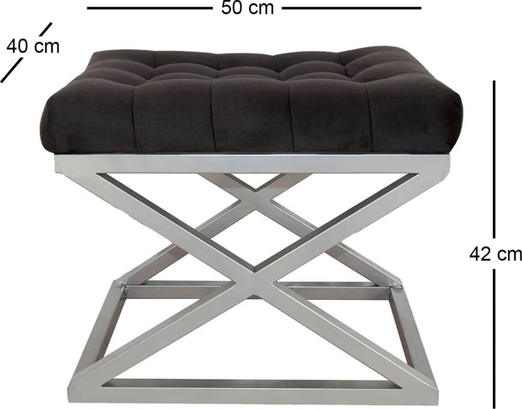 Pouffe Capraz – Silver Black – 50 cm x 42 cm x 40 cm