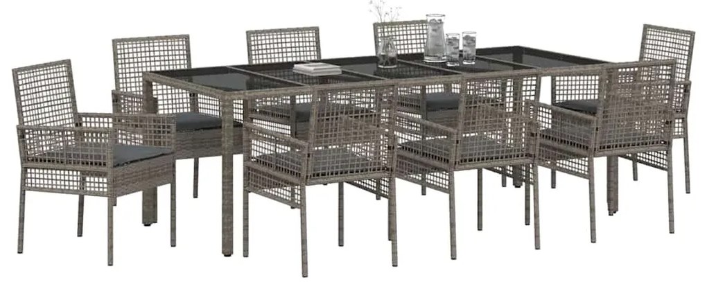 Conjunto de Jantar para Jardim 9 pcs Cinzeto 250 x 100 x 75 cm