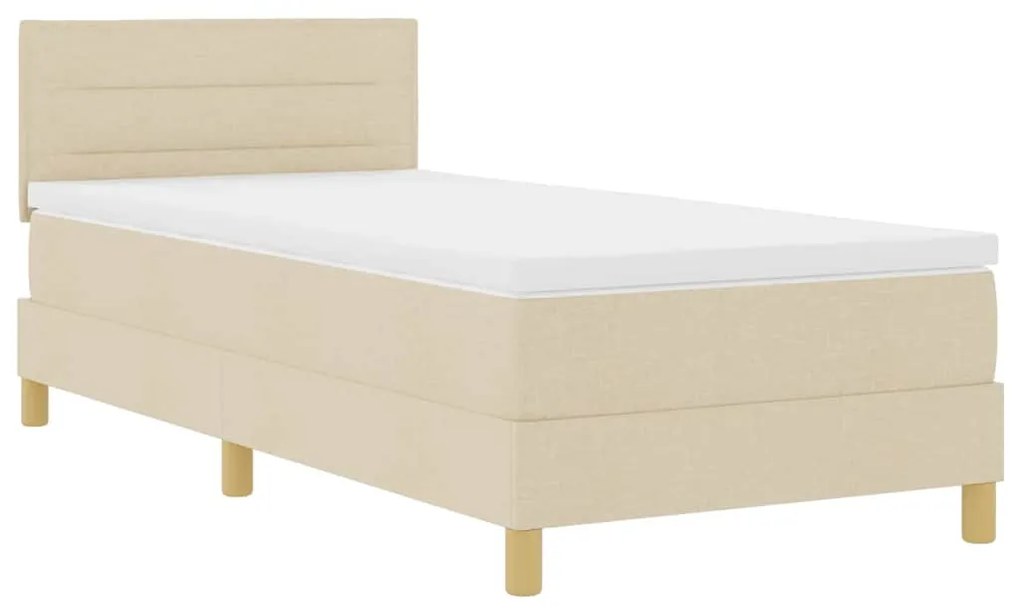 Cama Box Spring com Colchão Creme 100x200 cm Tecido