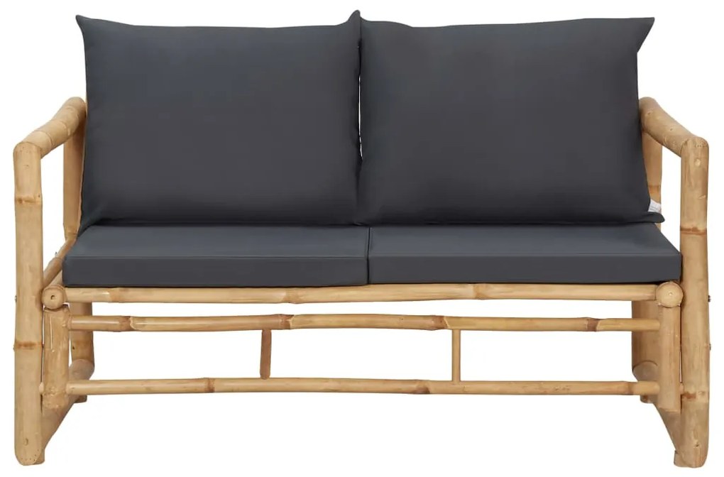 4 pcs conjunto lounge p/ jardim com almofadões bambu