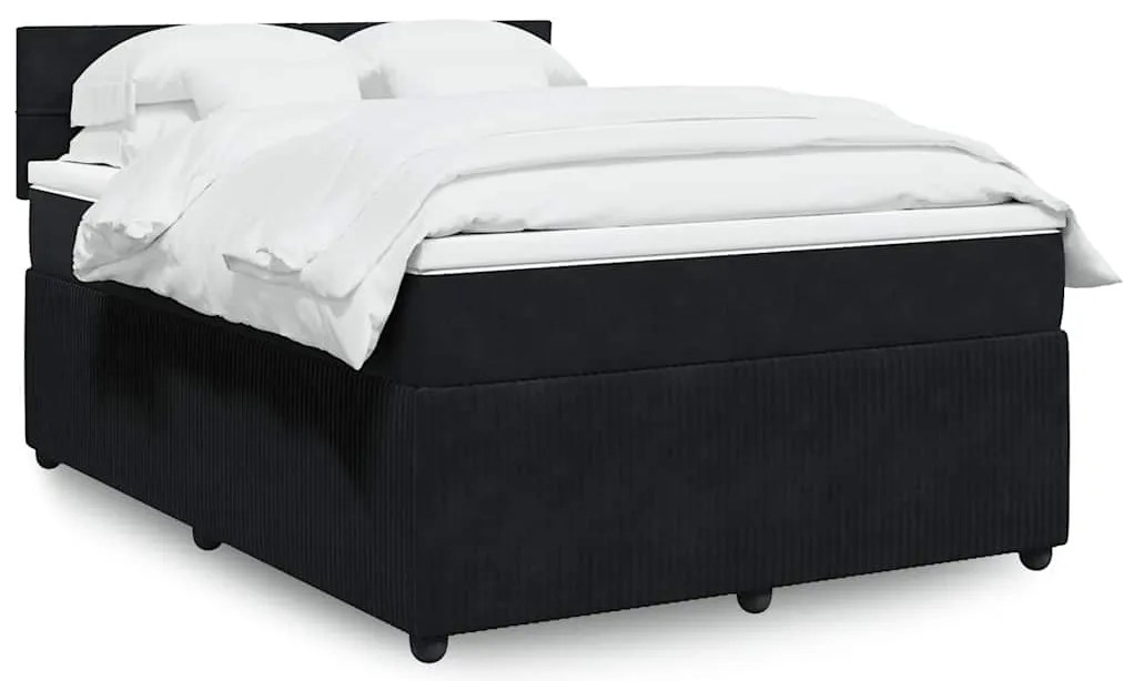 vidaXL Cama com molas/colchão 140x190 cm veludo preto