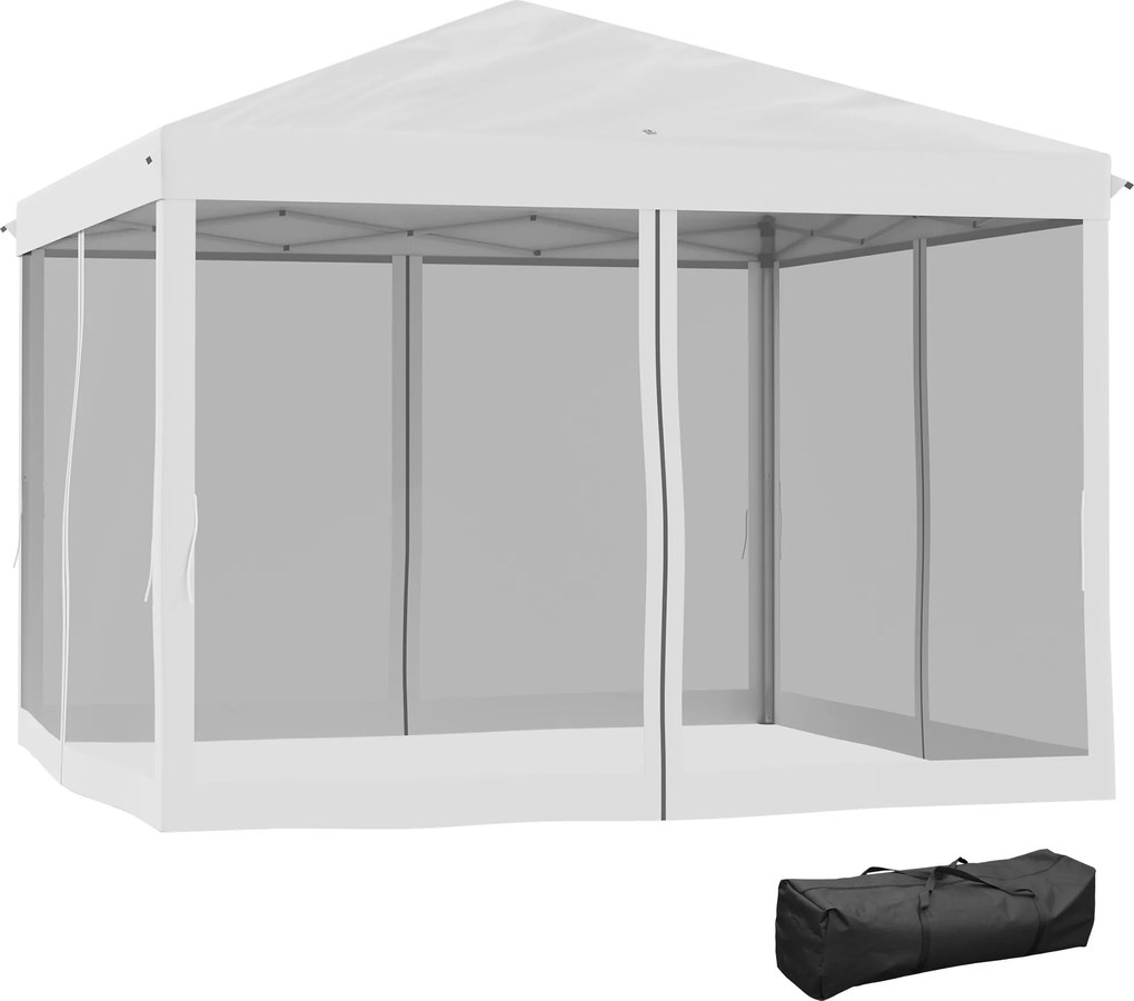 Tenda pop-up Barnum dobrável estilo colonial 3 x 3 m, com 4 redes mosquiteiras + saco de transporte creme