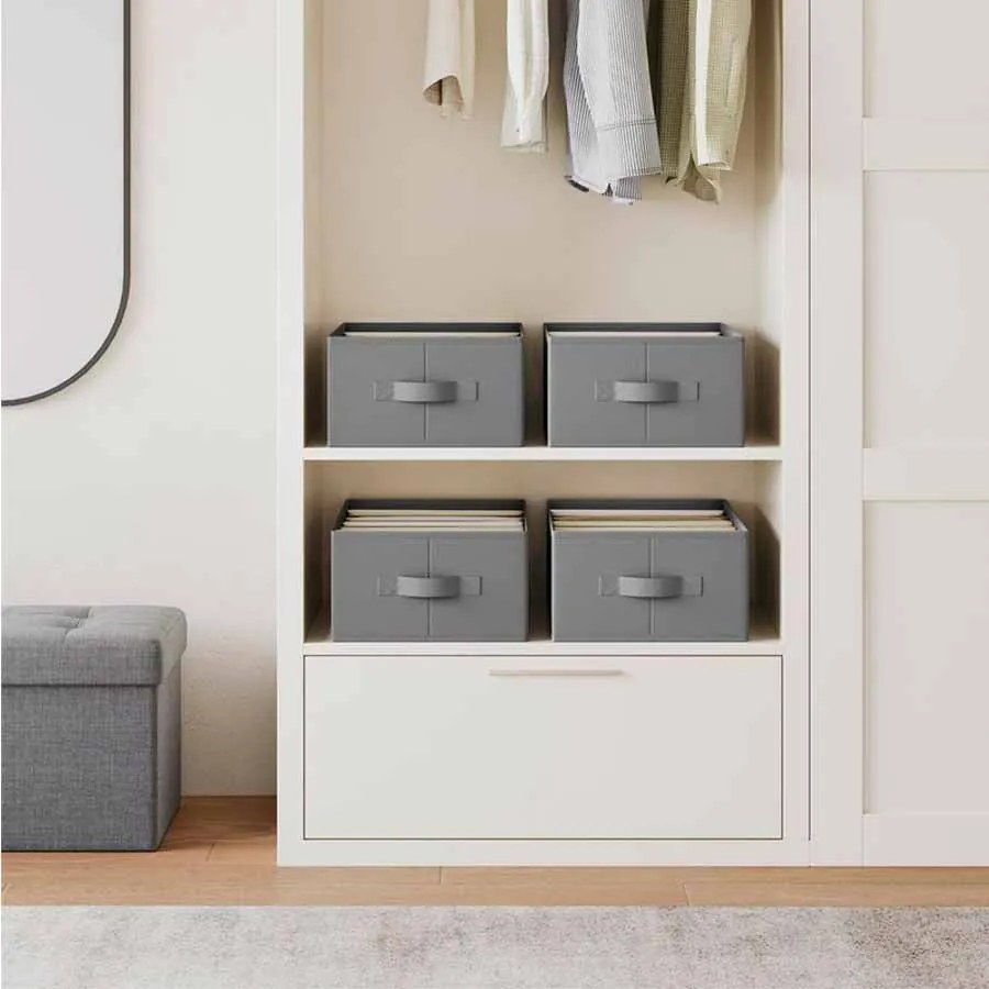 Conjunto de 4 caixas arrumação guarda roupa com 6 compartimentos Cinzento