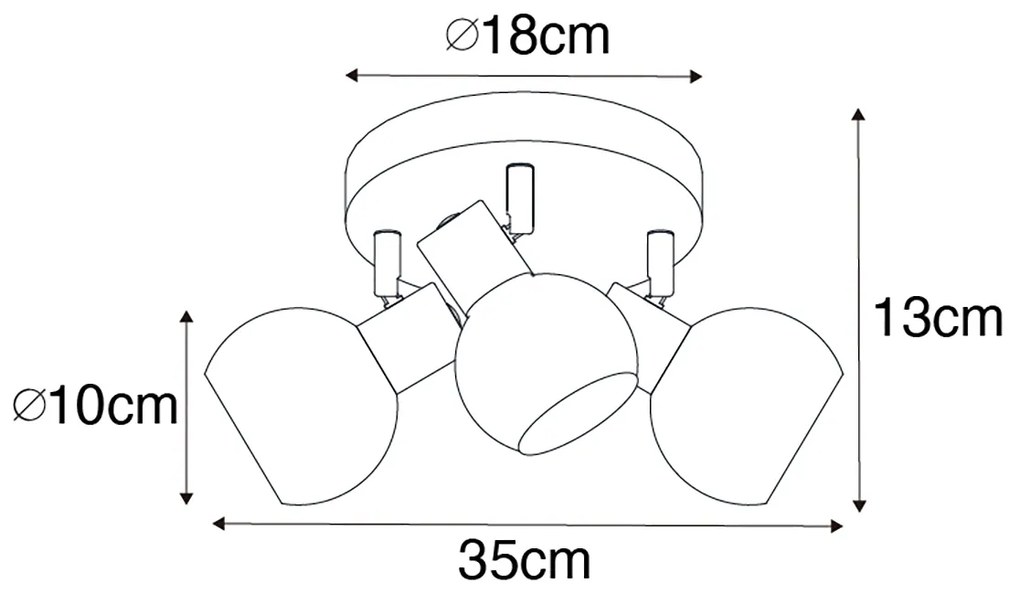 LED Refletor de teto inteligente preto com vidro fumê incluindo 3 WiFi P45 - Vidro Art Deco