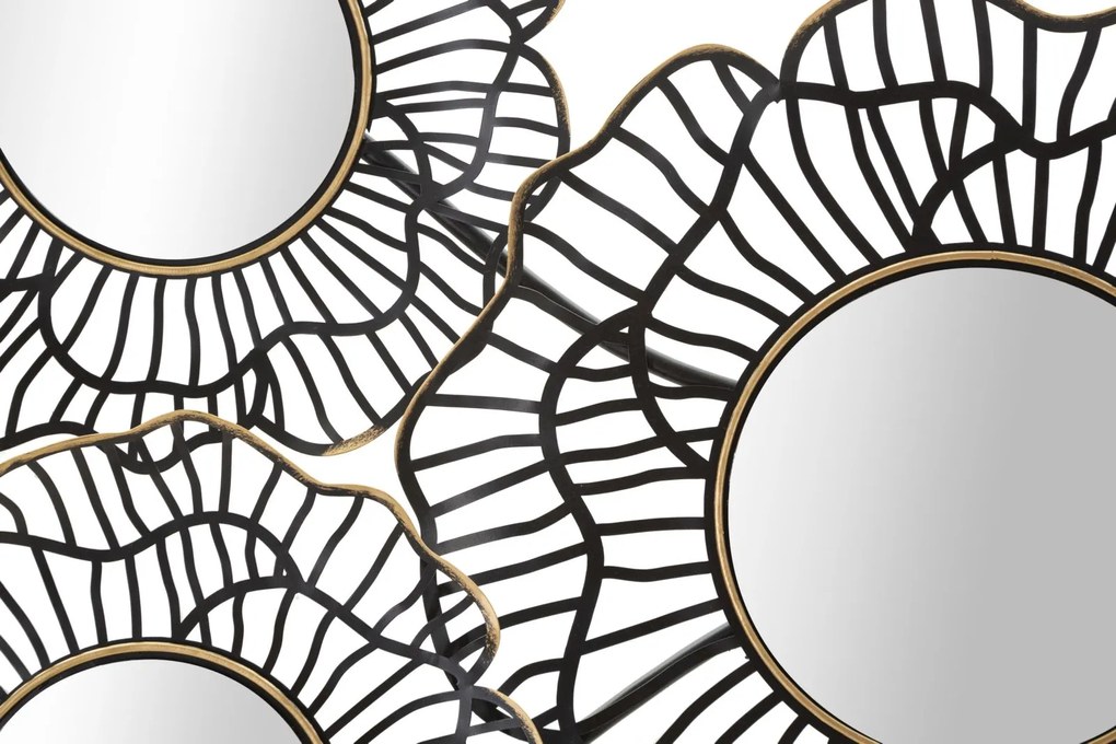 DECORAÇÃO DE PAREDE OSAKA COM ESPELHOS 121x5x56 CM PRETO/DOURADO