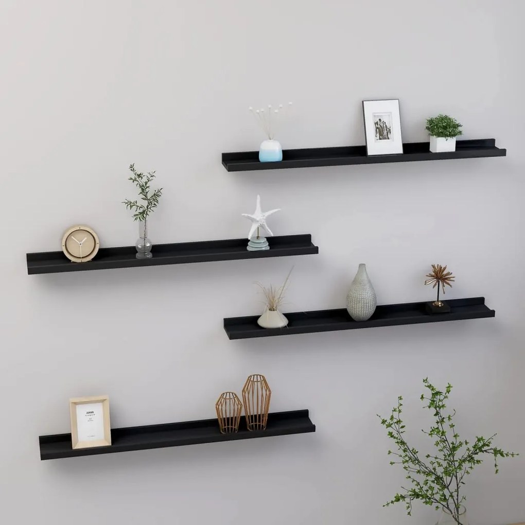 326669 vidaXL Prateleiras de parede 4 pcs 80x9x3 cm preto