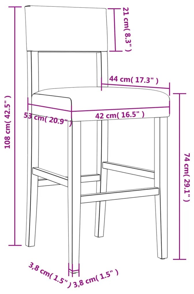 Cadeiras de bar 2 pcs seringueira maciça e couro artificial