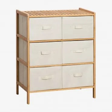Cajonete 65x35 Cm Duplo Em Bambu Nafan Branco - Castanho Madeira - Sklum
