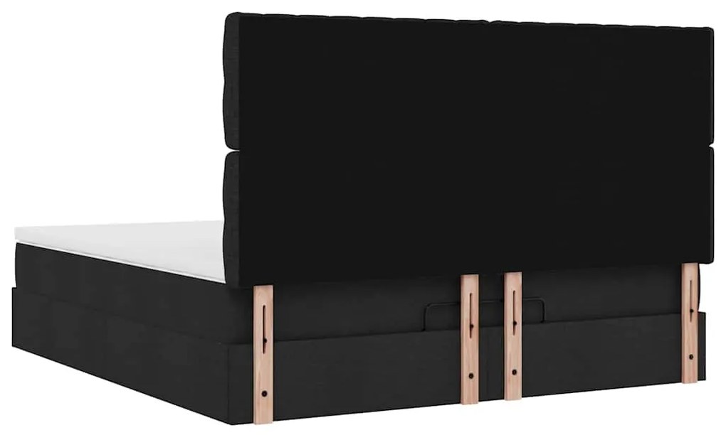 Estrutura de cama otomana com colchão 160x200 cm tecido preto