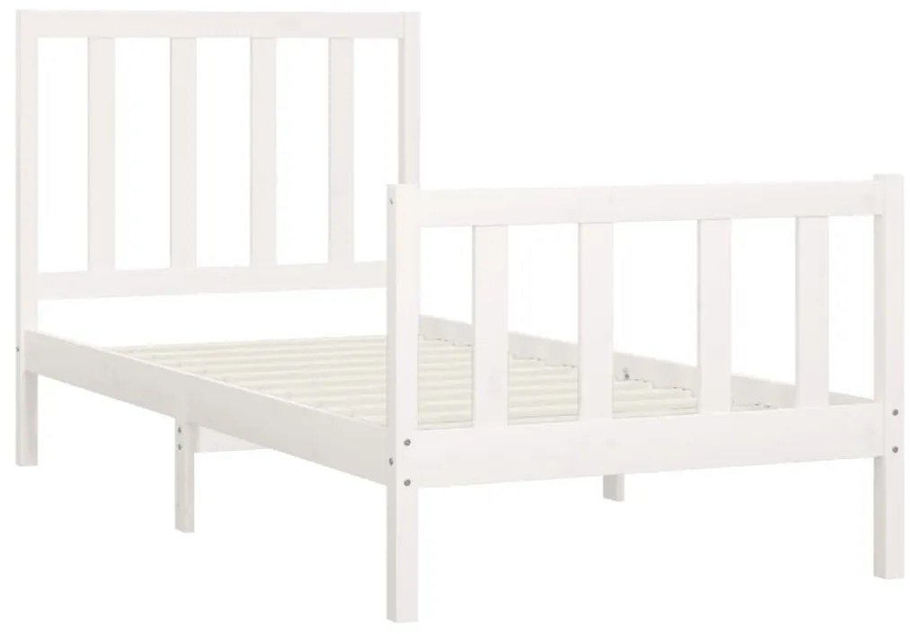 Estrutura de cama 100x200 cm madeira maciça branco