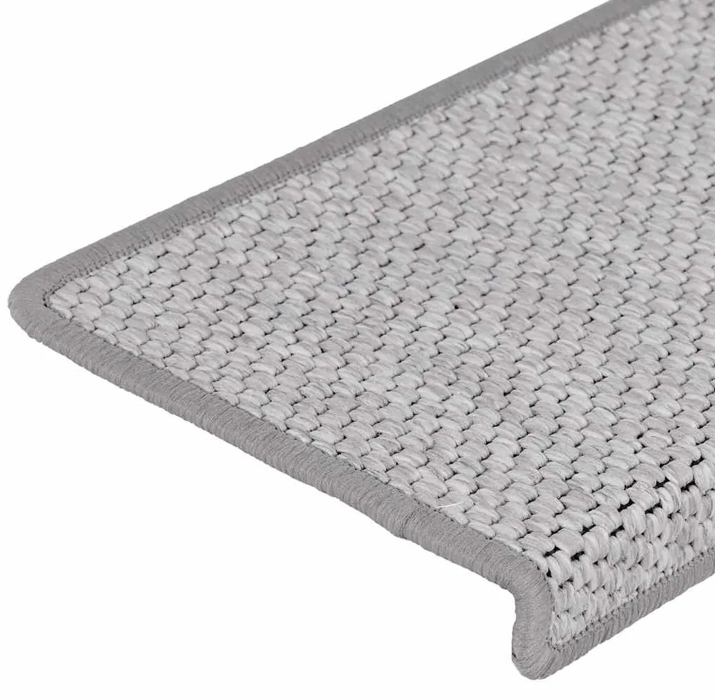 Tapetes escada adesivos aspeto sisal 30 pcs 65x21x4cm platina