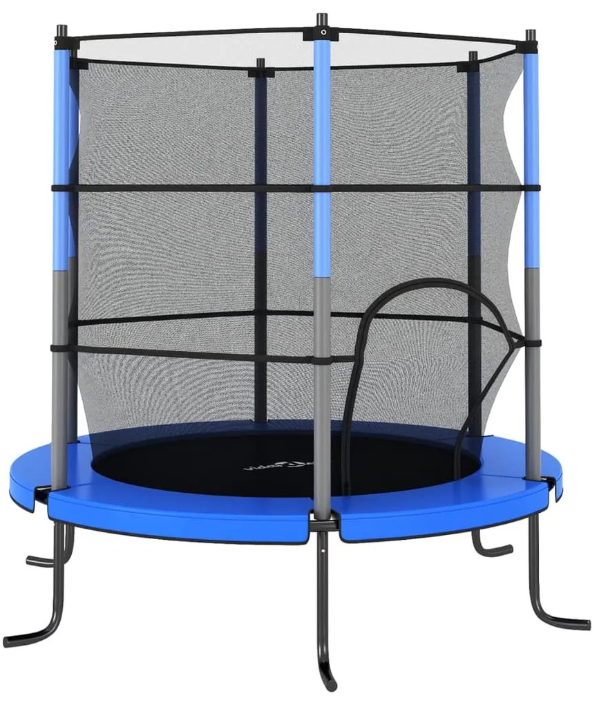 92954 vidaXL Trampolim com rede de segurança redondo 140x160 cm azul