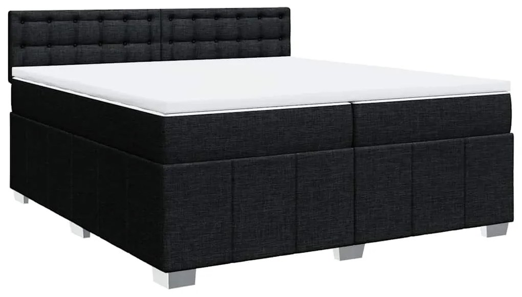 Cama com molas/colchão 200x200 cm tecido preto