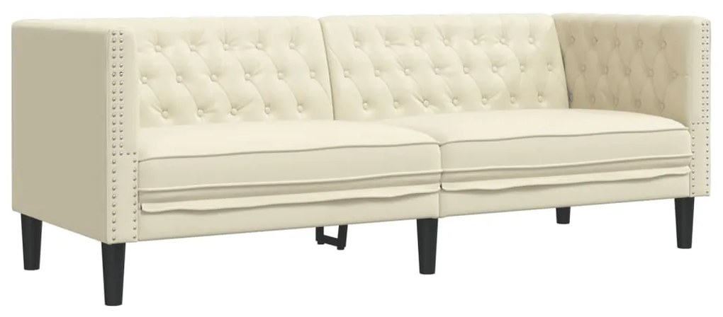 2 pcs conjunto de sofás chesterfield couro artificial creme