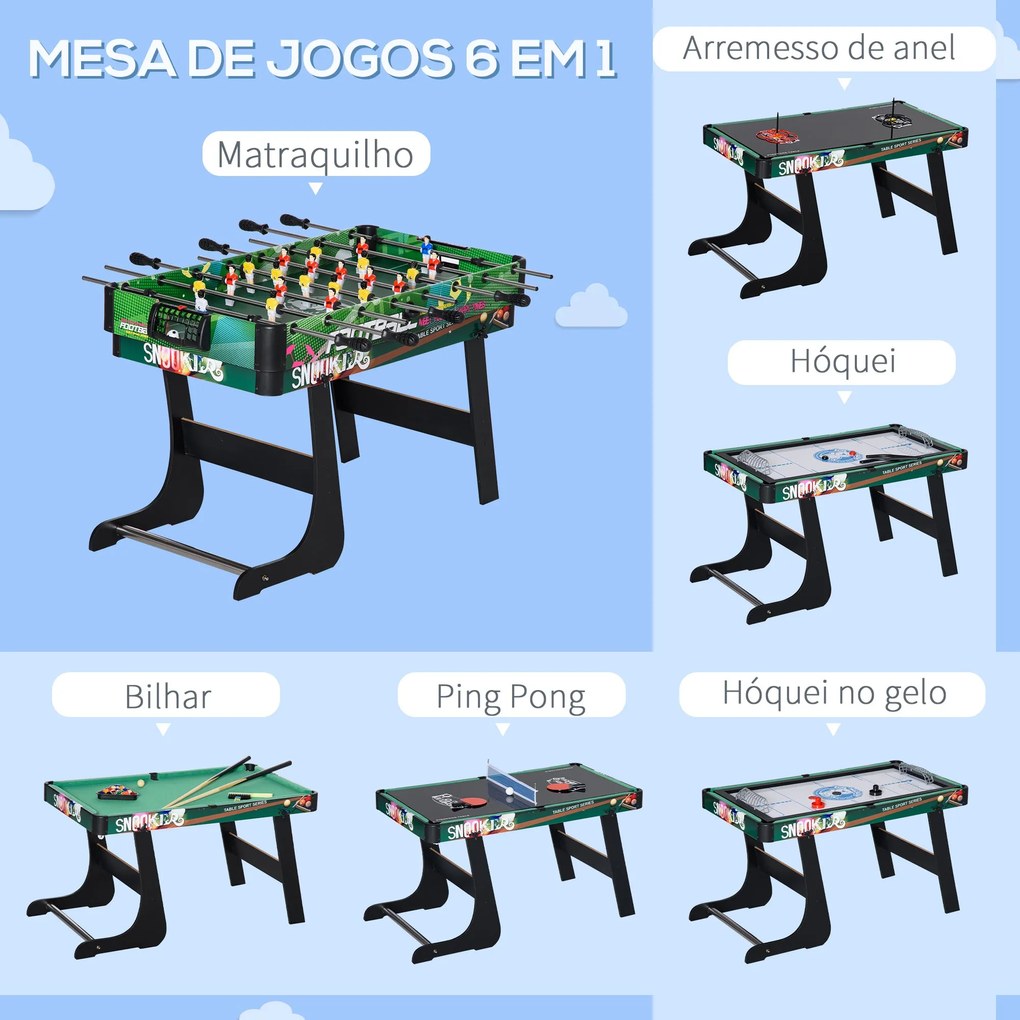 HOMCOM Mesa Multi Jogos para Crianças acima de 7 Anos Mesa de Jogos 6