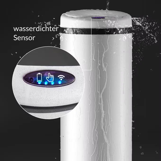 Caixote do lixo em aço inoxidável com sensor e até 40 L, Ø30 x 69 cm Branco