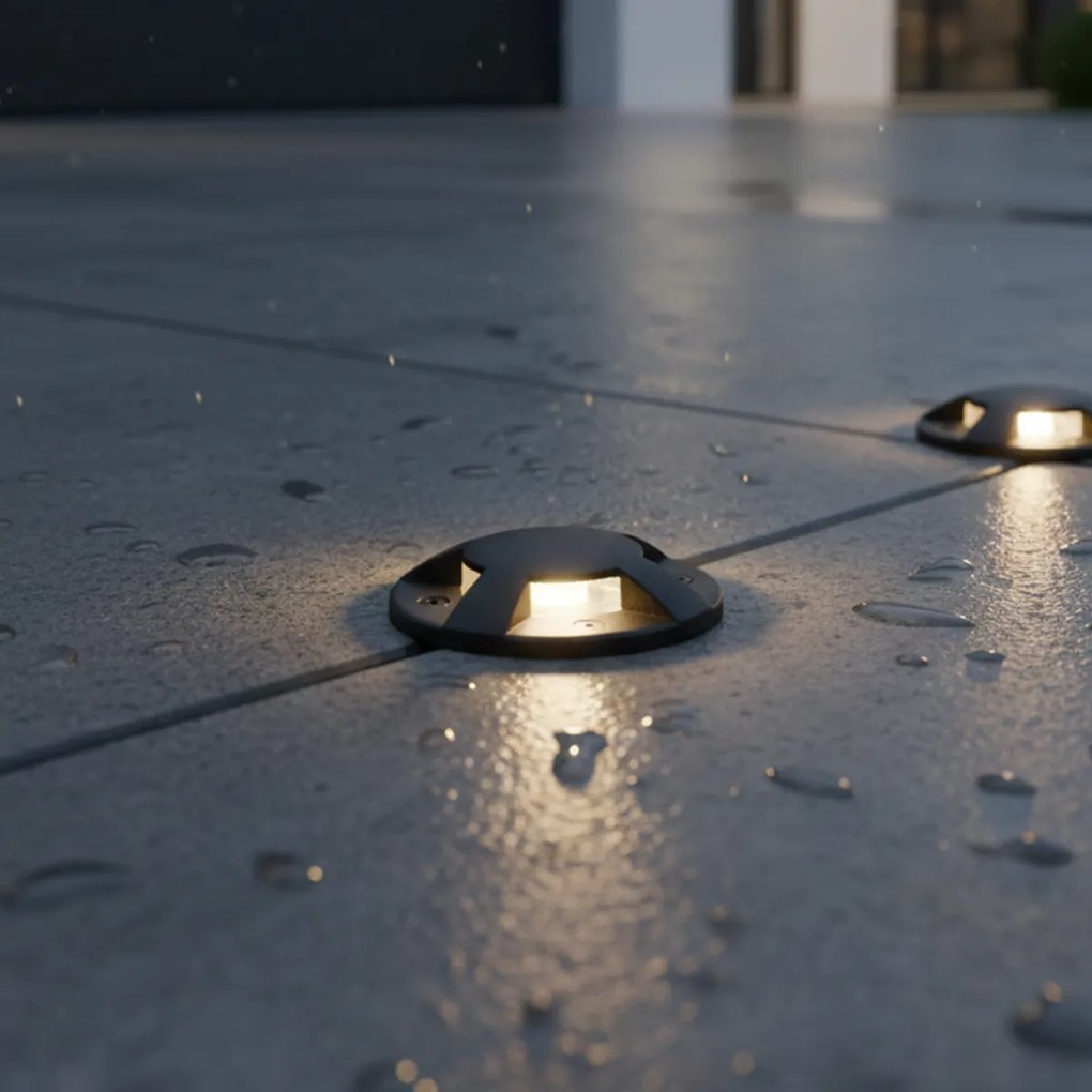 Foco de chão moderno preto GU10 50mm efeito de 4 luzes IP65 - Cellar