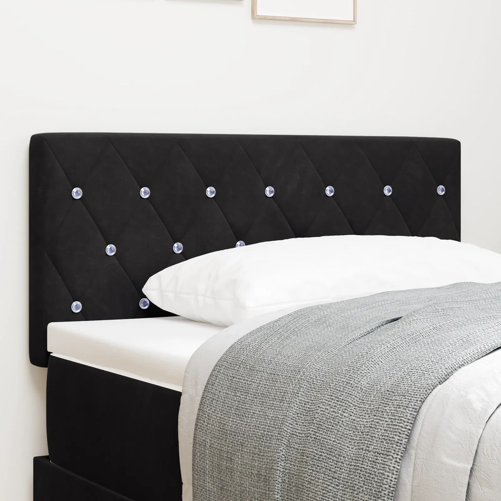 Cabeceira LED vidaXL Estofada com Botão de Cristal Preto 100 cm Veludo