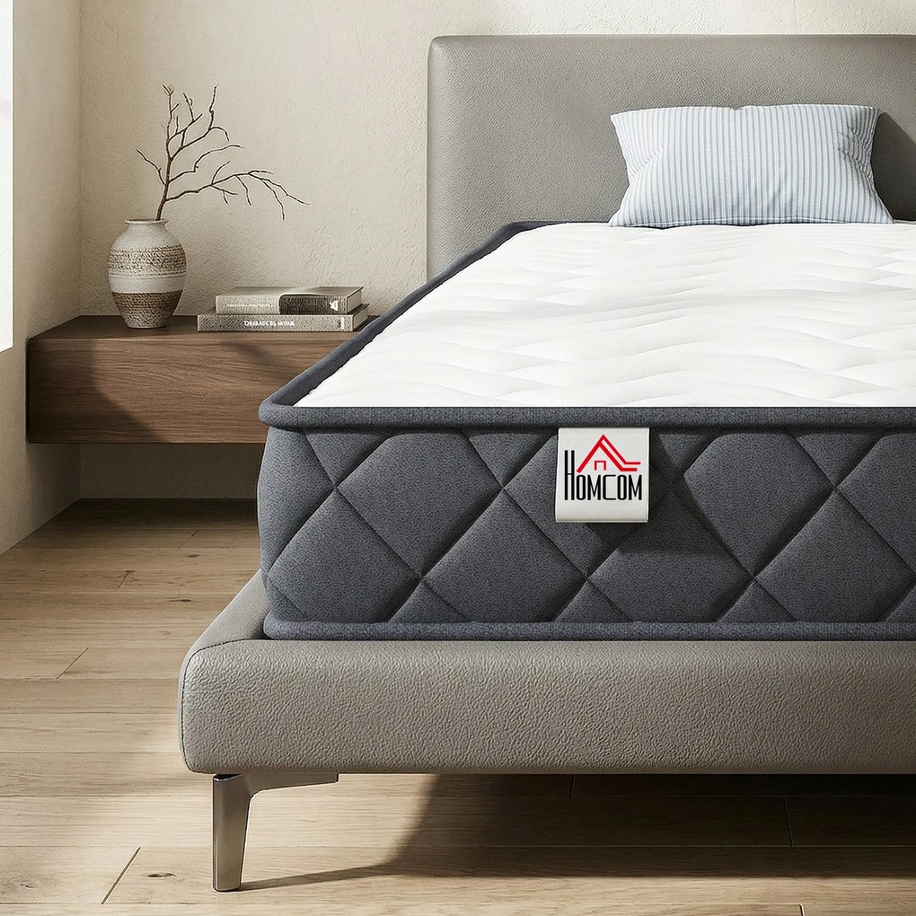 Colchão 140 x 190 cm, colchão para duas pessoas, espuma viscoelástica, 20 cm de espessura, com certificação Oeko-Tex, firmeza média