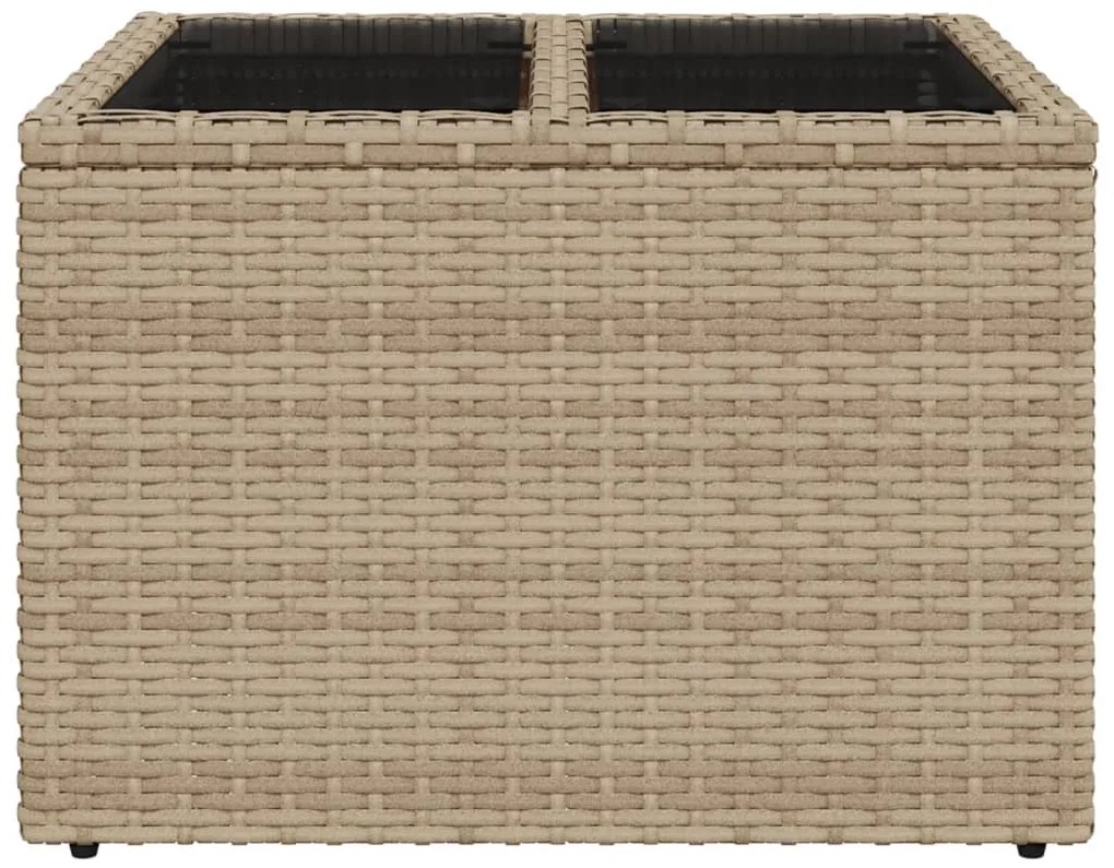 Mesa de jardim com tampo de vidro 55x55x37 cm vime PE bege