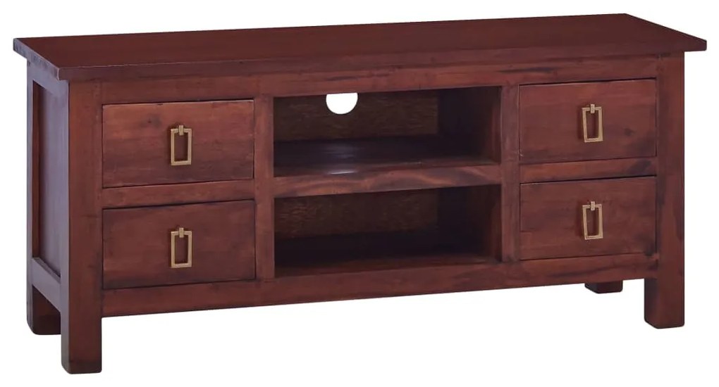 vidaXL Móvel de TV 100x30x45 cm madeira mogno maciça castanho clássico