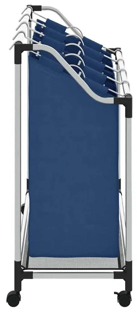 Separador de roupa suja com 4 sacos aço azul