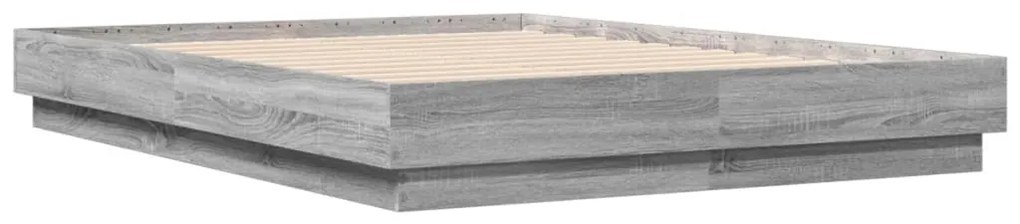 Estrutura de cama com luzes LED 140x190 cm cinzento sonoma