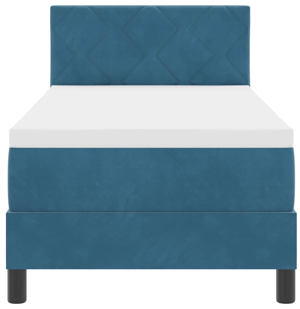 Cama Box com Colchão vidaXL Azul Escuro 80x200 cm Veludo