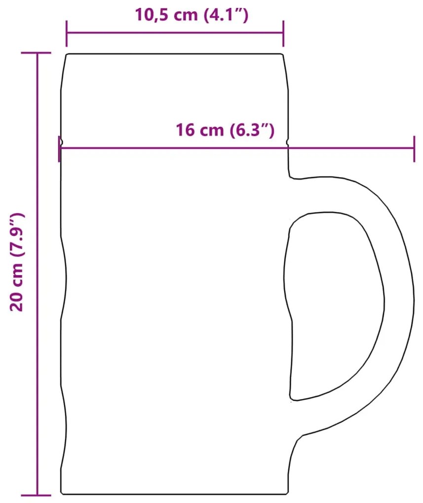 Canecas de cerveja com pega 6 pcs 1000 ml vidro