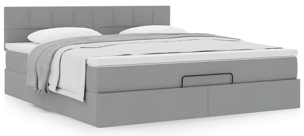 Estrutura de cama otomana com colchão 180x200 cm cinzento claro