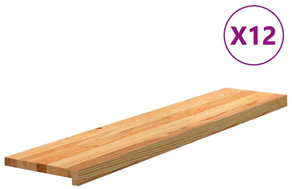 vidaXL Tapetes de escada 12 pcs 120x25x2 cm carvalho castanho-claro