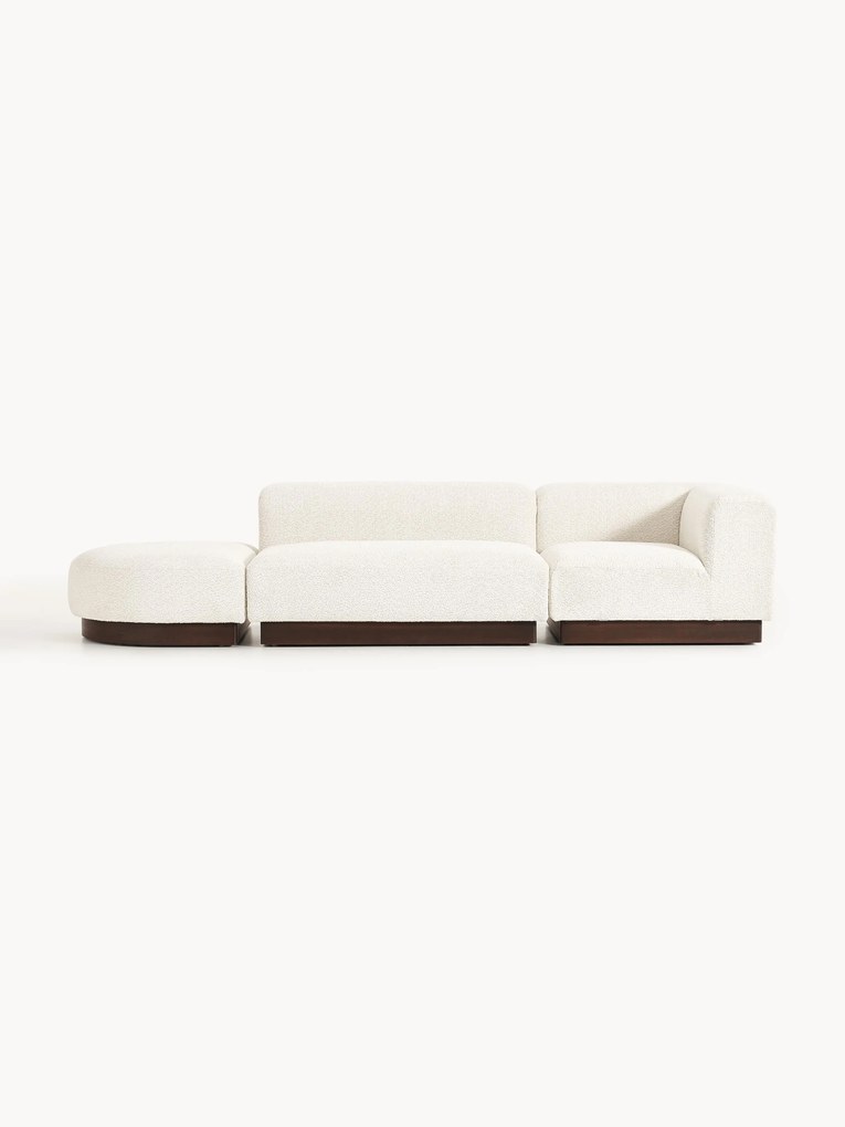 Módulo com chaise longue em teddy-bouclé Natalie, com repousa pés (esquerda/direita)
