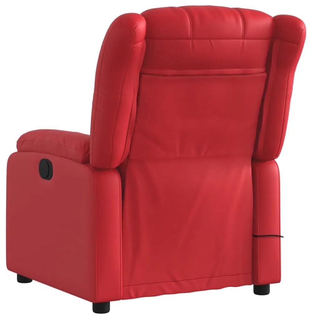 Poltrona de massagens reclinável couro artificial vermelho