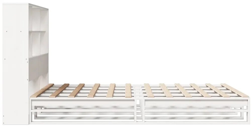 Cama com estante sem colchão 120x200 cm madeira maciça branco