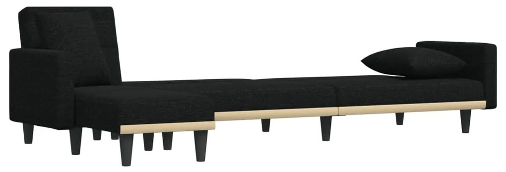 Sofá-cama em forma de L 275x140x70 cm tecido preto