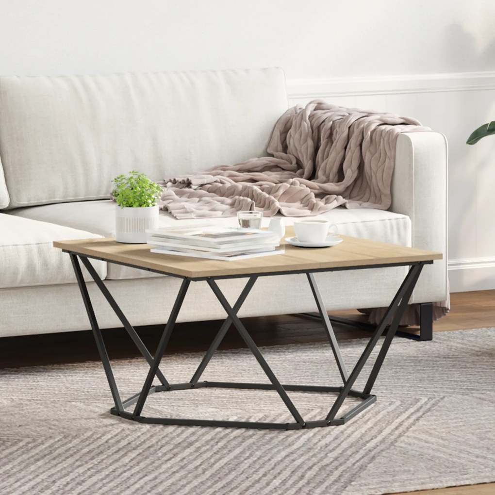 vidaXL Mesa de Centro Carvalho Sonoma 80x80x45 cm Madeira de engenharia
