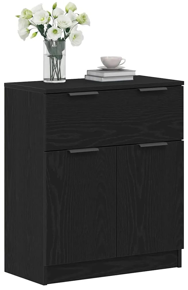 Buffet de Carvalho Preto vidaXL 60x30x70 cm em Madeira de Engenharia