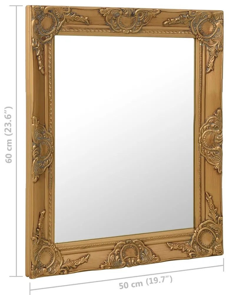 Espelho de parede estilo barroco 50x60 cm dourado