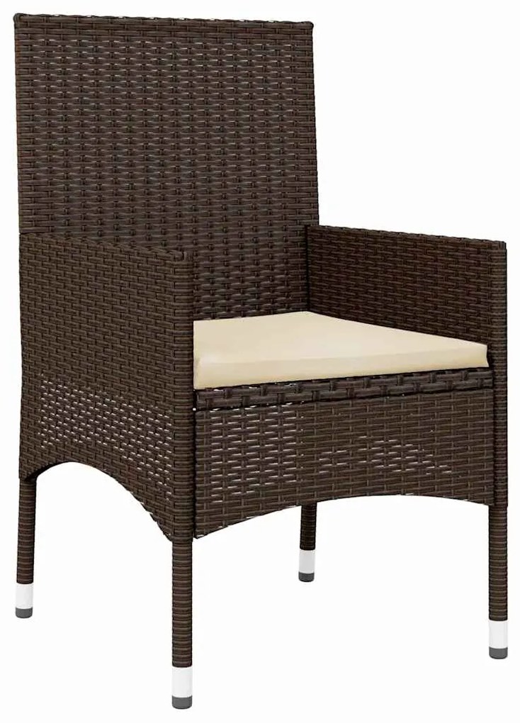 4 pcs conjunto lounge jardim c/ almofadões vime PE castanho