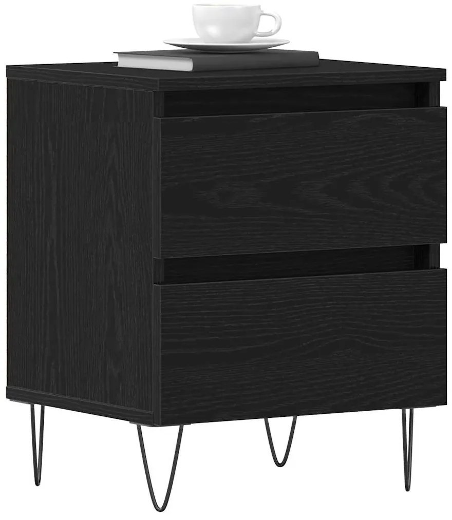 Mesa de cabeceira vidaXL Preto Carvalho 40x35x50 cm Madeira de engenha