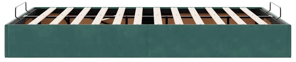Otomano Bed Frame No Colchão Verde Escuro 120x200 cm Veludo