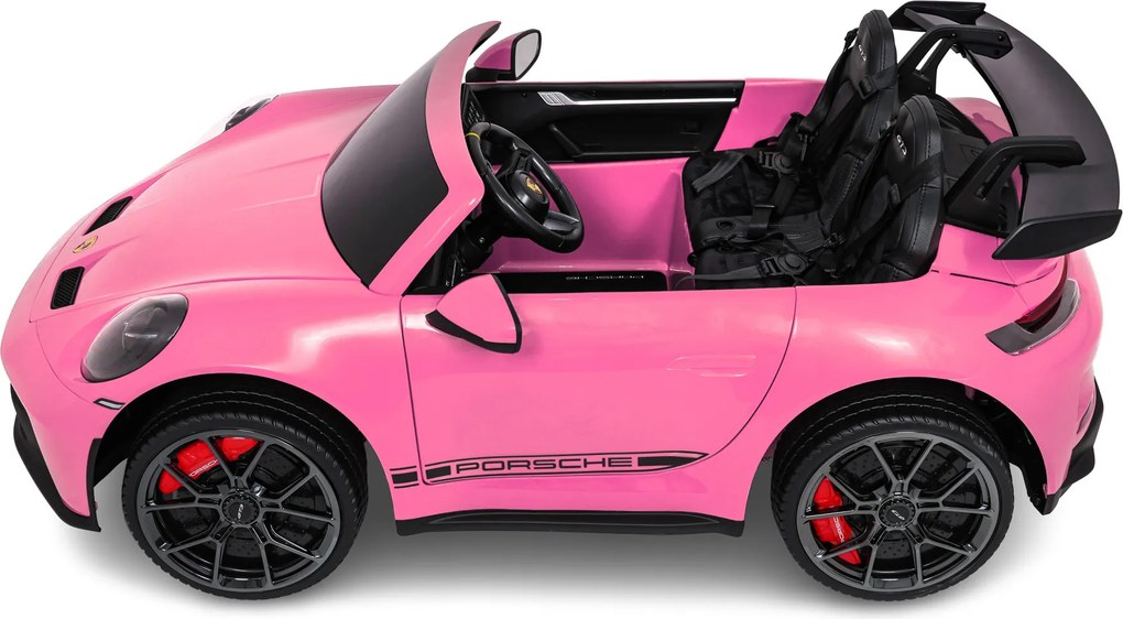 Carro elétrico para Crianças 3 a 9 anos, 24V 4x4 2 lugares Porsche 911 GT 3 MP4 Rosa