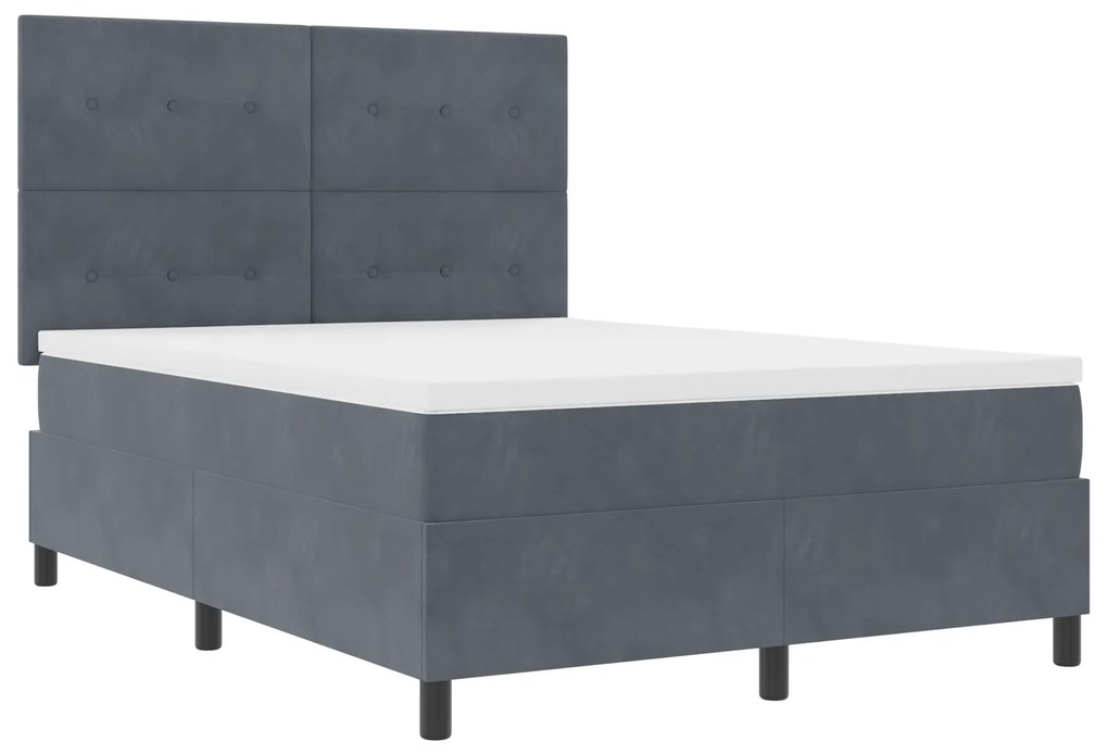 Cama Box com Colchão vidaXL Cinza Escuro 160x200 cm Veludo