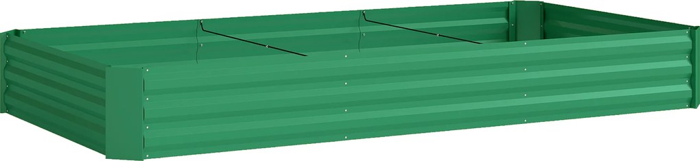 Outsunny Caixa de Plantio de Aço Galvanizado Jardineira Exterior Canteiro Elevado com Borda de Segurança 240x120x30 cm Verde | Aosom Portugal