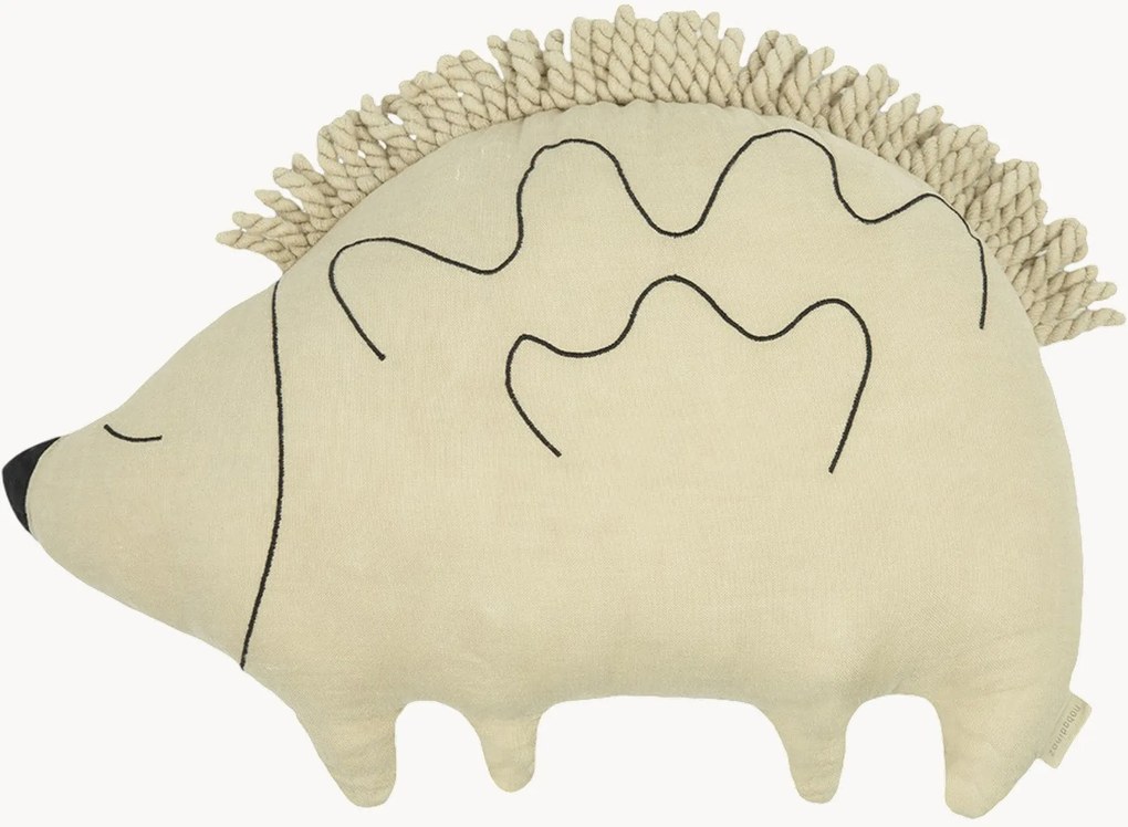 Almofada bordada em linho francês para crianças Enzo the Hedgehog