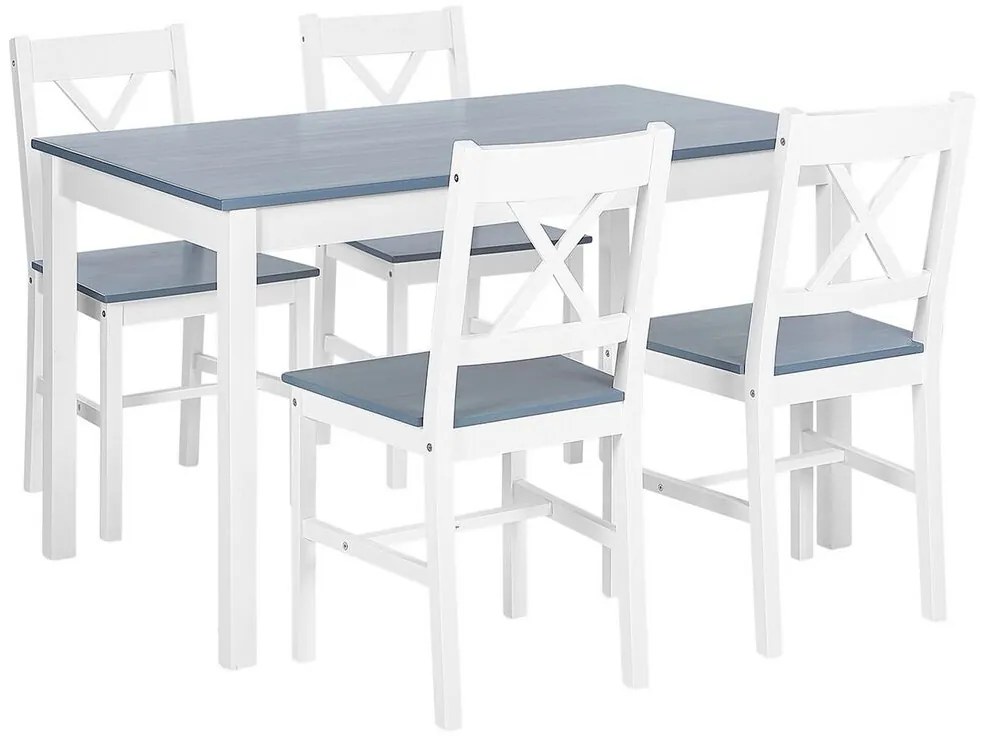 Conjunto de jantar em madeira branca/cinzenta 120 x 75 cm MOANA Beliani