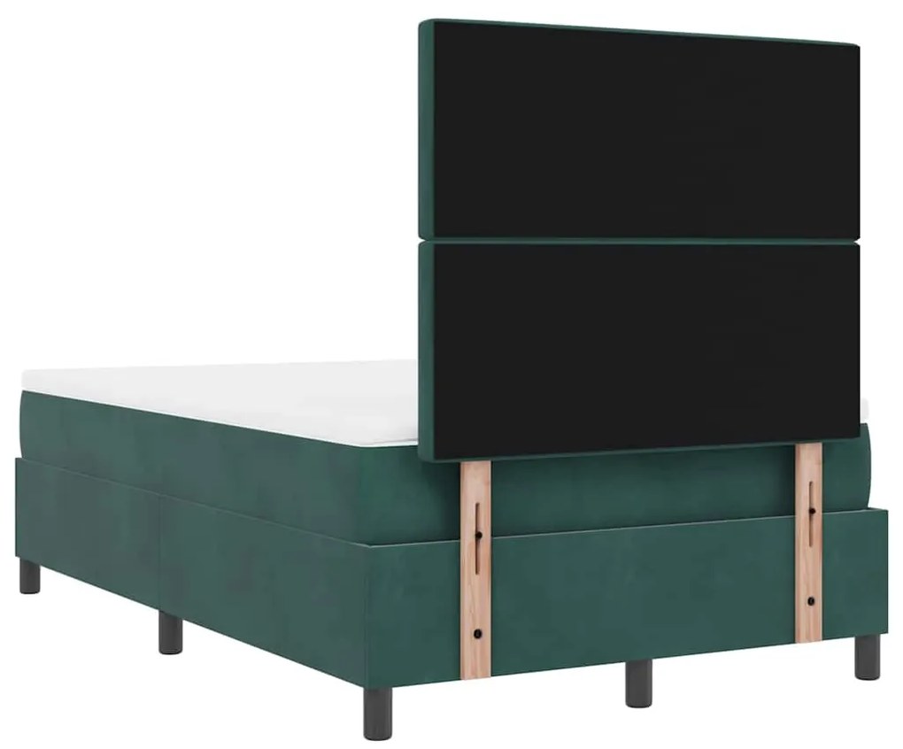 Cama Box com Colchão &amp; LED Verde Escuro 120x200 cm Veludo